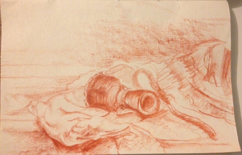 Bedside drawing 2. Conte on Khaki paper